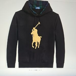 Polo by Ralph Lauren Black Hoodie with Gold Emblem